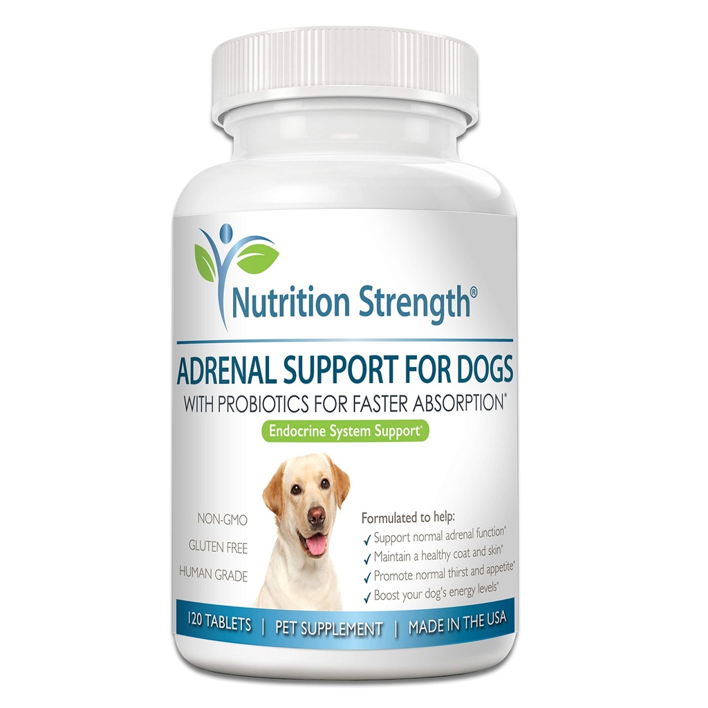 Soporte Adrenal para Perros, Soporte para Perros con Enfermedad de Cushing, Mantener una Carne y Esquí saludables, Promueve la Urination normal, Thirst y Appetite, 120 Tablas Chewable