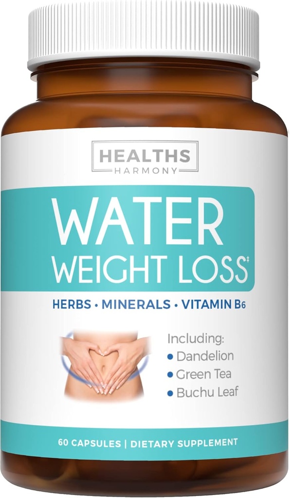 Píldoras diuréticas naturales (2 mes de suministro) Alivio de Bloating, Swelling, Water Retention, Water Weight Pérdida - Dandelion, Potassium, & Green Tea Herbal Supplement - for Women &amp; Hombre - 60 cápsulas