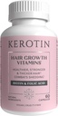Kerotin Hair Growth Vitamins, Biotin Supplement, DHT Blocker, Collagen Stimulator, for Hair Loss Support, Nail & Skin Care, Incluye Saw Palmetto, Vitamina D3 &amp; Más - 60 pastillas (1 Month Supply)
