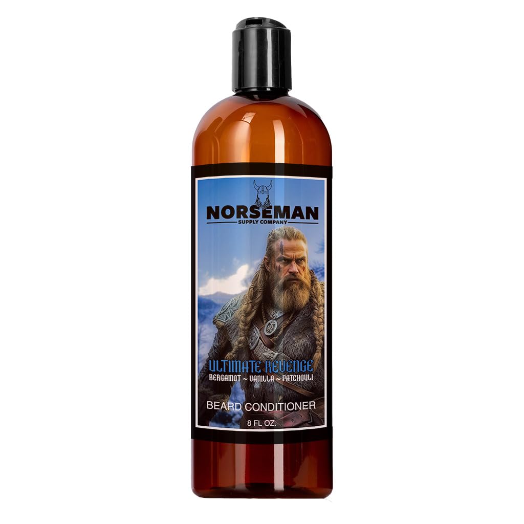 Acondicionador de barba para los hombres para mejorar la fuerza, la suavidad y la manejabilidad para el cabello facial grueso, completo y rizado, ayuda a aliviar la picazón de piel 8 oz. (Revenge Ultima)