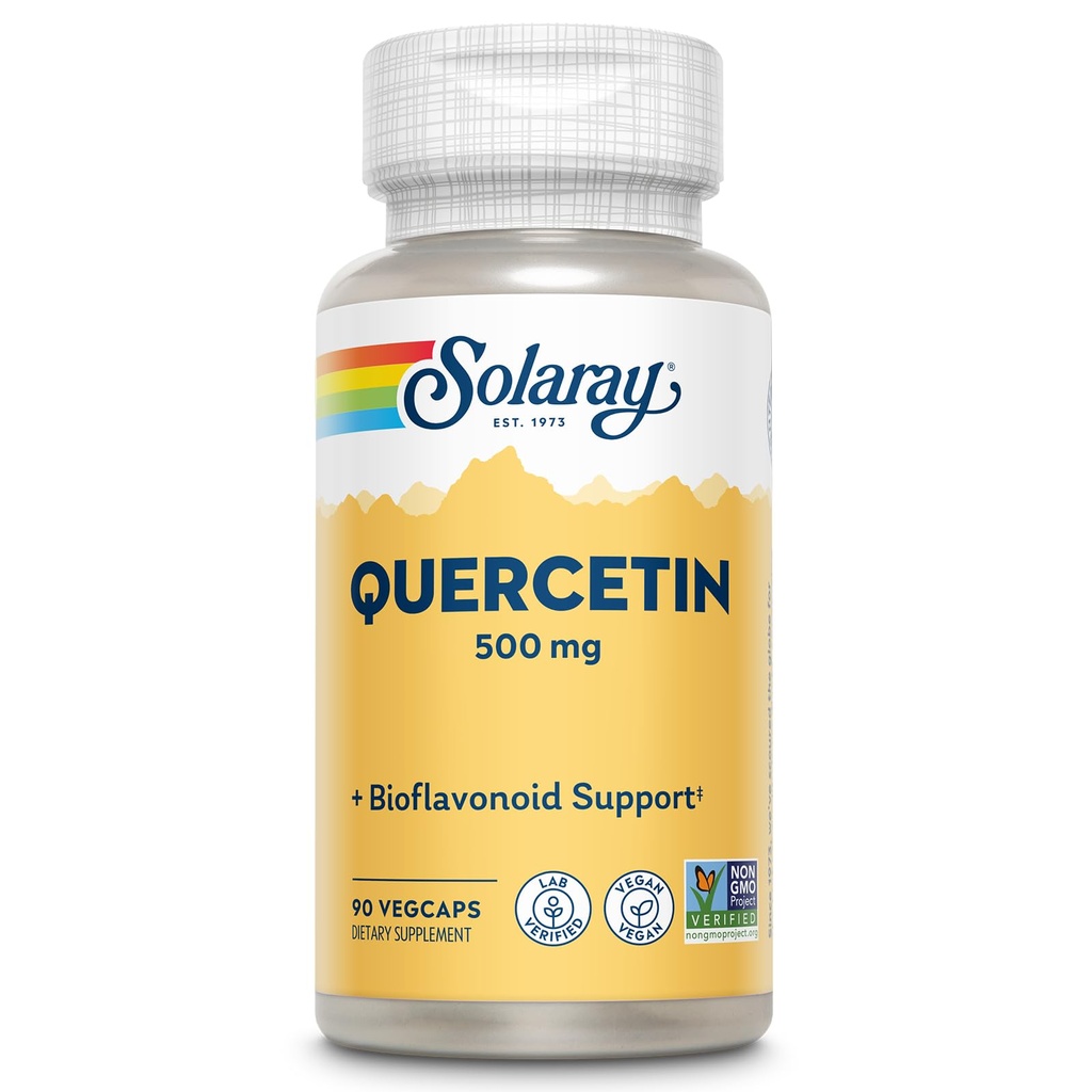 SOLARAY Quercetina 500 mg, soporta el sinus, respiratorio, función inmune " Niveles de ácido úrico normales y saludables, 90 VegCaps