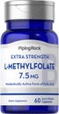 Piping Rock L-Methylfolate 7.5 mg  60 Capsules ← Extra Strength Suplemento Silencio Active Folic Acid ← Non-GMO, Gluten Free