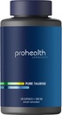 ProHealth Pure Taurine tención Asistencia Saludable, Cerebro y Corazón Salud, Deportes Rendimiento Silencio Antioxidante  1000 mg per Capsule ← Clínicamente estudiado, Testado por terceros, 120 cápsulas vegetarianas