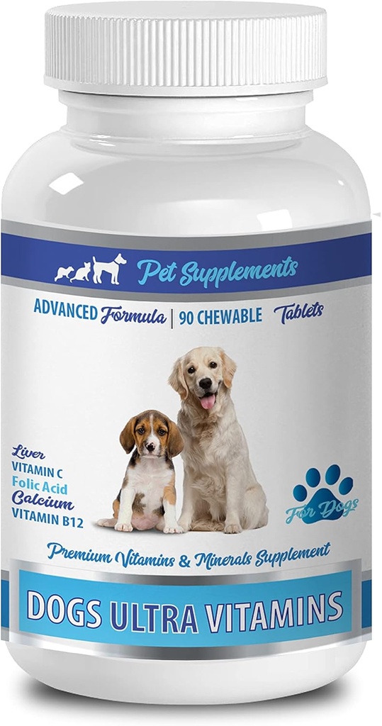 Suplemento del ojo del perro - Ultra vitaminas del perro - Minerales esenciales - Premium y Natural - Suplementos del calcio del perro - 1 botella (90 chews)
