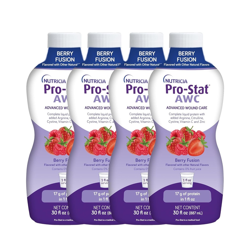 Pro-Stat Advanced Wound Care (AWC), Concentrated Liquid Protein Medical Food - Berry Fusion Flavor, 30 Fl Oz botella (Caso de 4)
