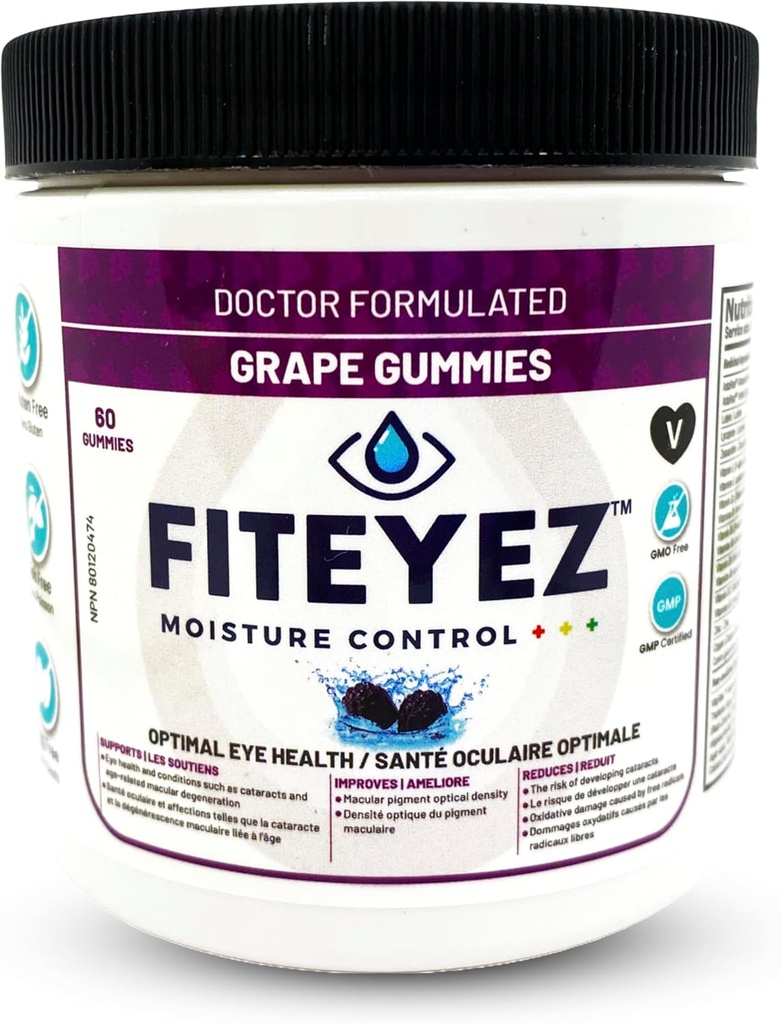 Vitaminas Oculares Gummies - Astaxanthin, Lutein y Zeaxanthin Suplementos - 11 Nutrientes Oculares Esenciales - Suplemento Libre No Gluten - Incluye Vitamina E, B1, B6, B9 &amp; B12-60 Gummies