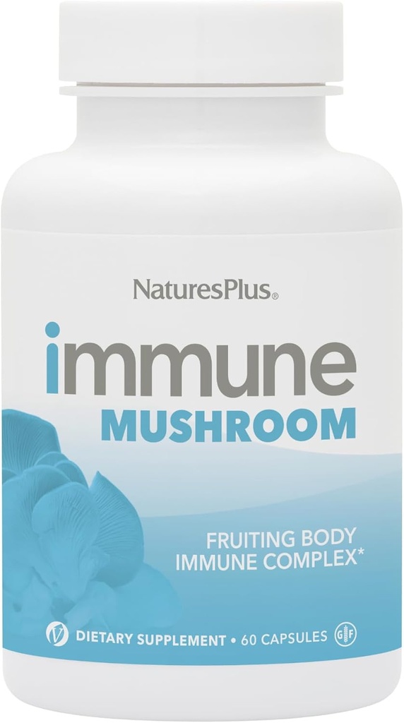 Natures Plus Immune Mushroom - 60 cápsulas - Complejo de Inmunización del Cuerpo de Fruto - de Siete Setas Diferentes - Ofrece micronutrientes clave - Vegan, Gluten Gratis - 30 Actuaciones