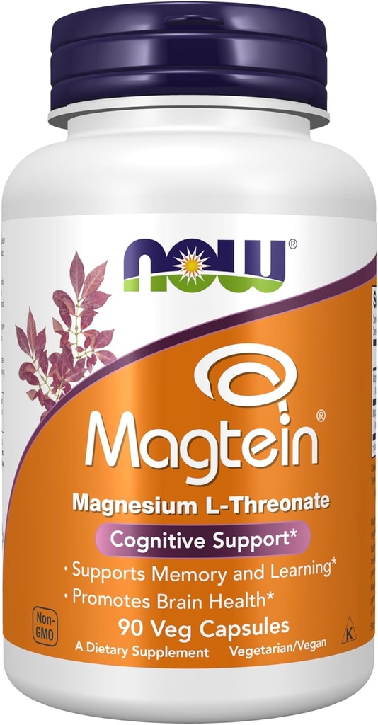 AHORA Suplementos de Alimentos, MagteinTM con forma patentada de Magnesio (Mg), Soporte Cognitivo*, 90 cápsulas de Veg