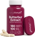 LongLifeNutri Butterbur Extracto 100mg - Petasites Hybridus Root Extract, 180 Vegetarian Capsules, 6 Month Supply, Suplemento Orgánico para Head Comfort &amp; Neural Calm, GMP Certified, Made in USA