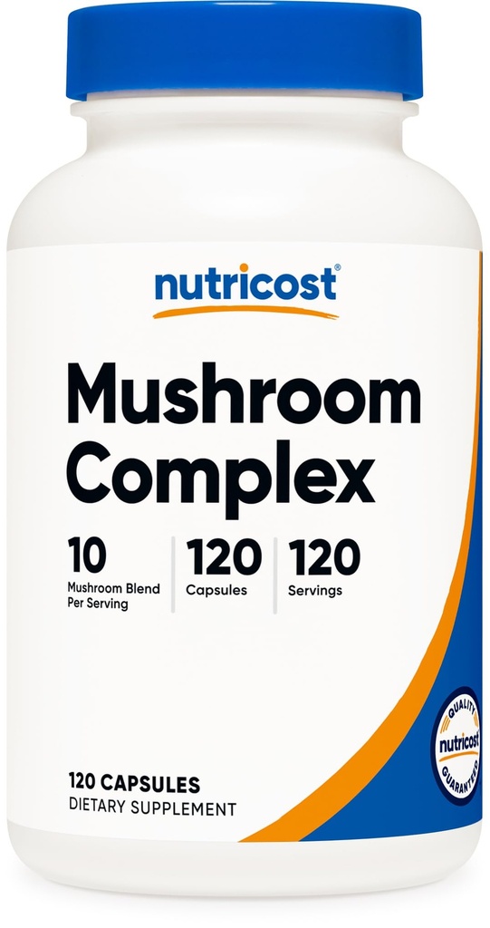Nutricost Mushroom Complex Supplement, 120 Capsules - 10 Mushroom Blend (con Reishi, Maitake, Shiitake, Lion's Mane, y Más) - No GMO y Gluten Free