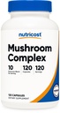 Nutricost Mushroom Complex Supplement, 120 Capsules - 10 Mushroom Blend (con Reishi, Maitake, Shiitake, Lion's Mane, y Más) - No GMO y Gluten Free