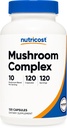 Nutricost Mushroom Complex Supplement, 120 Capsules - 10 Mushroom Blend (con Reishi, Maitake, Shiitake, Lion's Mane, y Más) - No GMO y Gluten Free
