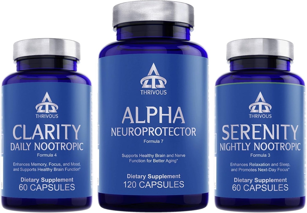 Thrivous Nootropic Stack – Full Day & Night Brain Support Bundle – 240 cápsulas Vegan