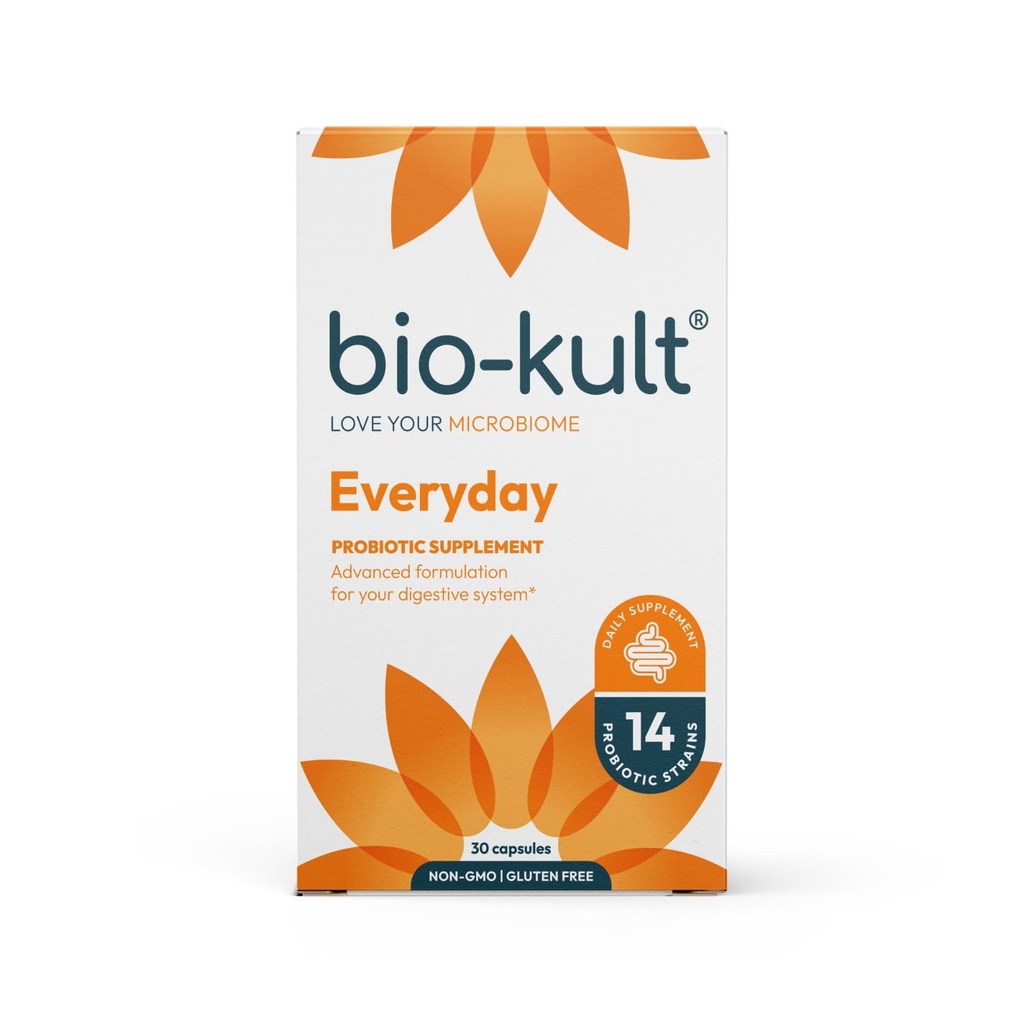 Bio-Kult Gut Health Probiotic Supplement, 14 Strains, Probiotics for Women &amp; Men, Immune Support, Digestive Health, Shelf-Stable, Non-GMO and Gluten-Free, Capsules, 30 Count (Pack of 1)