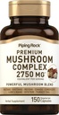 Piping Rock Mushroom Complex Capsules  2750 mg ← 150 Pills  8 Mushroom Extract Blend ← Herbal Supplement ← Non-GMO, Gluten-Free, Vegetarian