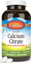 Carlson - Citrato de Calcio Chewable, 250 mg, Altamente Absorbable, Soporte de Huesos, Dientes Saludables y Bienestar Optimal, Natural Vanilla Flavor, 120 Tablets