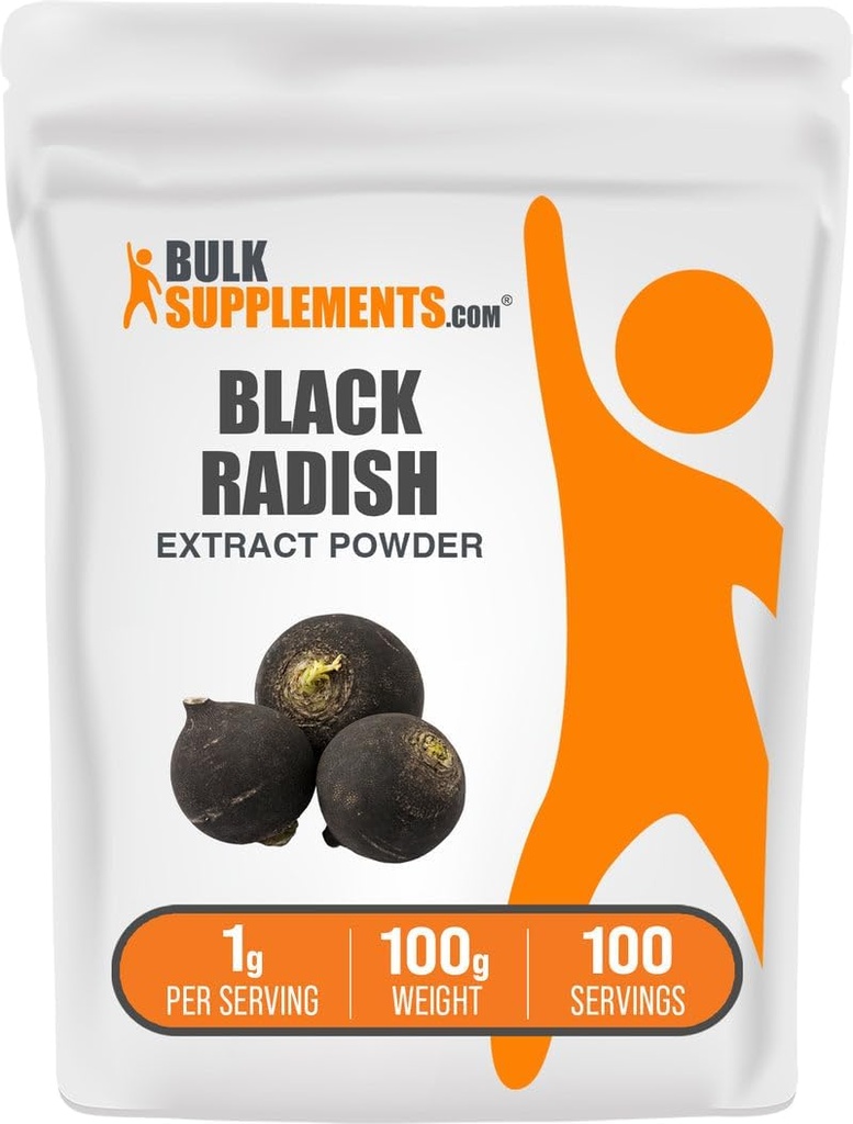 BulkSupplements.com Black Radish Extract Powder - Spanish Black Radish Supplement, Herbal Supplement - Vegan &amp; Gluten Free, 1g per Serving, 100g (3.5 oz) (Pack of 1)