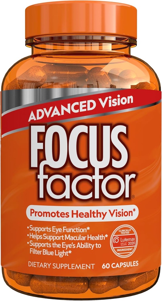 Focus Factor Advanced Vision Formula (60 Count) - Eye Vitamins with Vitamin C, Vitamin E, Lutemax® 2020 - Lutein and Zeaxanthin Supplement for Eye Health Support