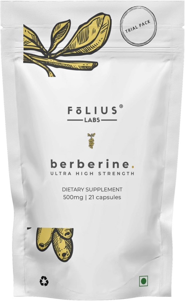 Clean Label Berberine HCl 97% - Clinically Studied Ultra High Strength Pura Berberine 500mg Suplemento - Gluten-Free - 21 cápsulas (Trial Pack)