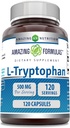 Fórmulas increíbles L-Tryptophan Amino Acid Suplemento TENIDO 500 Mg por Serving TENS ANTERITO NO-GMO TENIDO Gluten-Free TEN Made in USA (1 Pack TEN120 Count)