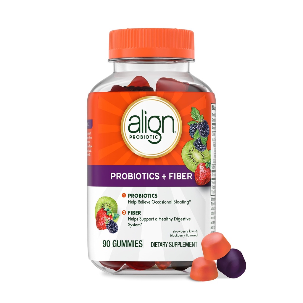 Probióticos alineados, Probióticos + Gummies de fibra, Probióticos Ayuda Aliviar Bloating ocasional*, Fiber ayuda a apoyar un sistema digestivo saludable*, #1 Doctor Recomendado Marca Probiótica‡, 90 Gummies