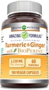 Amazing Formulas Turmeric Curcumin & Ginger with BioPerine 2250 mg Per Serving Veggie Capsules | Non-GMO | Gluten Free | Made in USA | Ideal for Vegetarians (180 Count)
