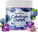 Bovine Colostrum Soft Chews Suplemento con probióticos para Gut Health, Bloating, Immune Support, Skin, Hair Growth and Beauty - Blueberry Flavor (60 Servings)