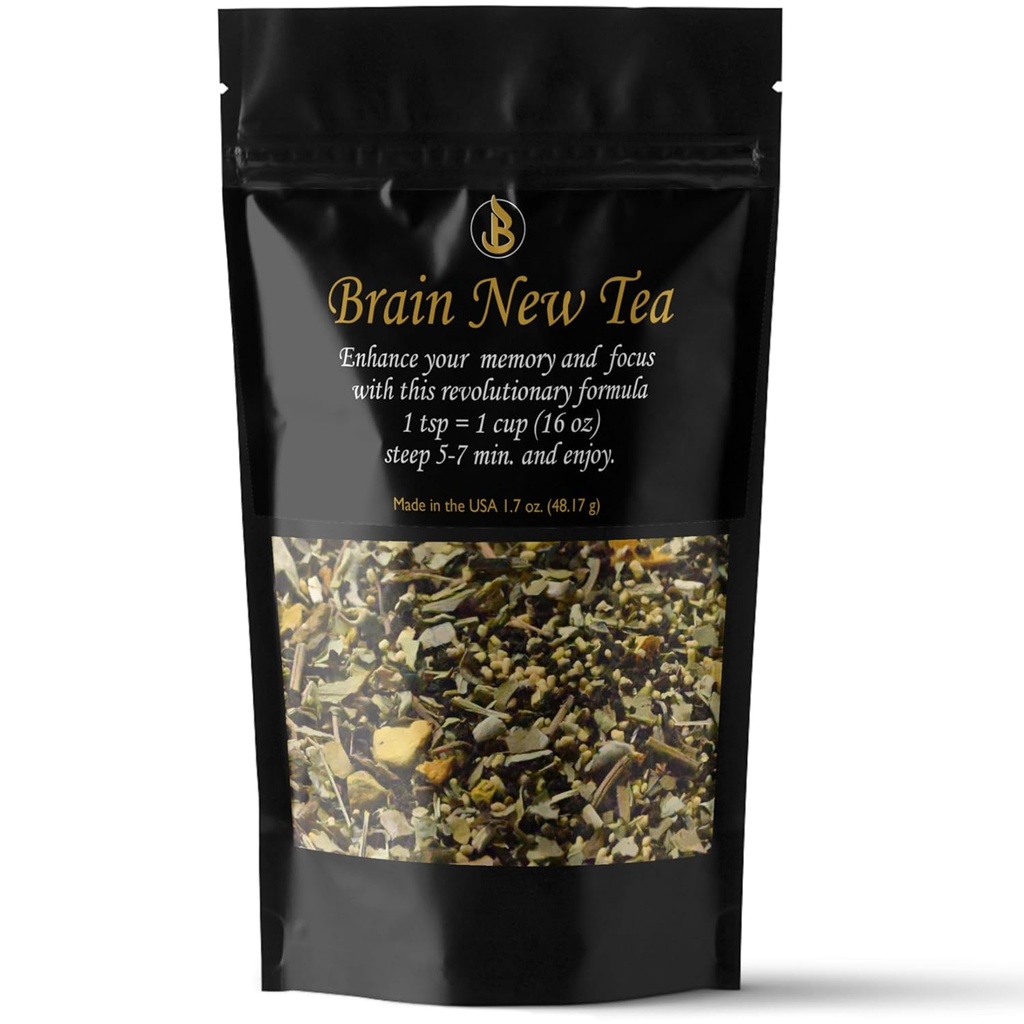 Cerebro Nuevo Té - Claridad mental, Suplementos para Memoria " Fog de memoria, Nootropic, Brain Fog Relief con Bacopa, Yerba Mate, Rhodiola Rosea, Gingko Biloba, Gotu Kola, Reishi.