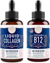 WINDSOR BOTANICALS Vitamina B12 Collagen líquido y líquido con Biotina - Energía y bienestar