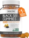 Black Seed Oil Gummies - Natural Ginger Ale Flavor (No-GMO & Vegan) Cold-Presed Nigella Sativa Producing Pure Black Cumin Seed Oil - 500mg Por 2 Gummy Serving