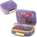 Toplive 7 Compartimientos Portable Pill Organizer Travel Medicine Pill Organizer, Moisture Proof Small Pill Case Pocket Pill Holder Daily Pill Container Box for Fish Oil Vitamins, Purple