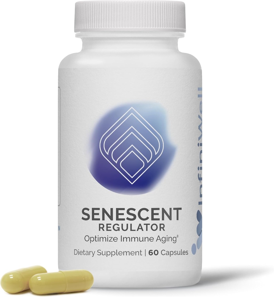 InfiniWell Senescent Regulator - Turmeric Curcumin Supplement with Resveratrol & Pterostilbene - Support Metabolic Health & Promote Healthy, Youthful Cellular Function (60 Capsules)