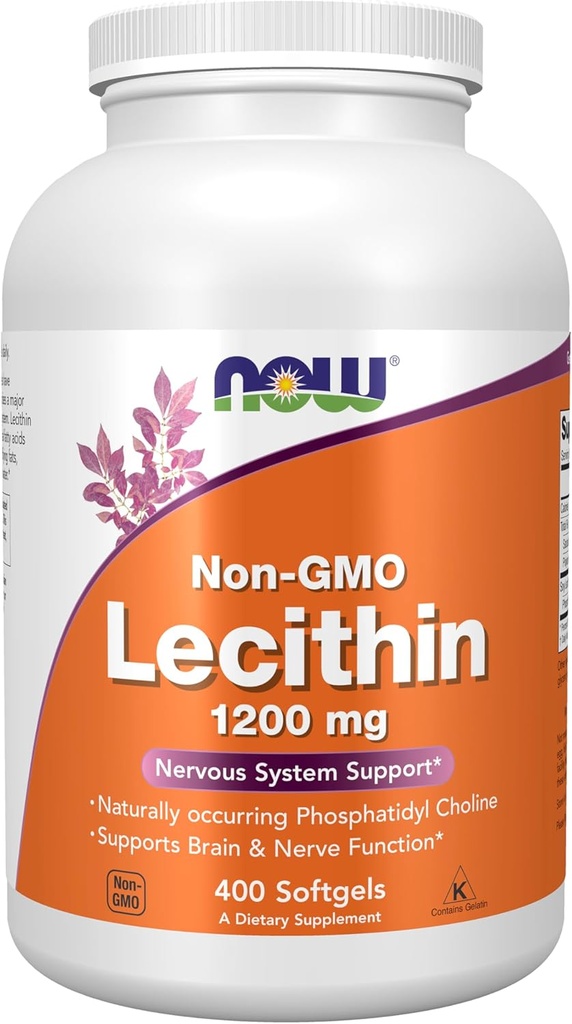 AHORA Suplementos de alimentos, Lecithin 1200 mg con fosfatidil de origen natural Choline, 400 Softgels