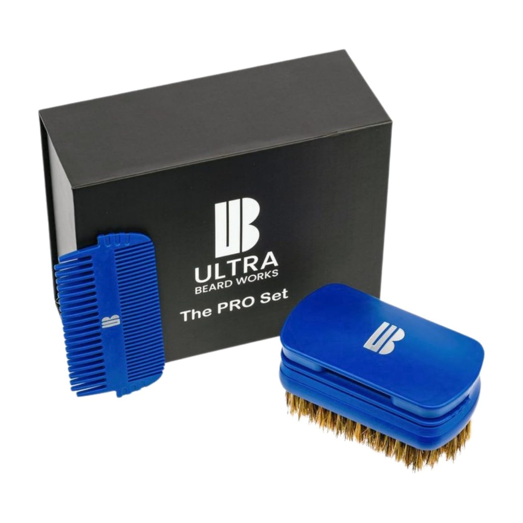 Gatito de barba magnético 'Pro' - Ultimate 3-in-1 Juego desmontable con espejo, cepillo de bárbaro y dos discos