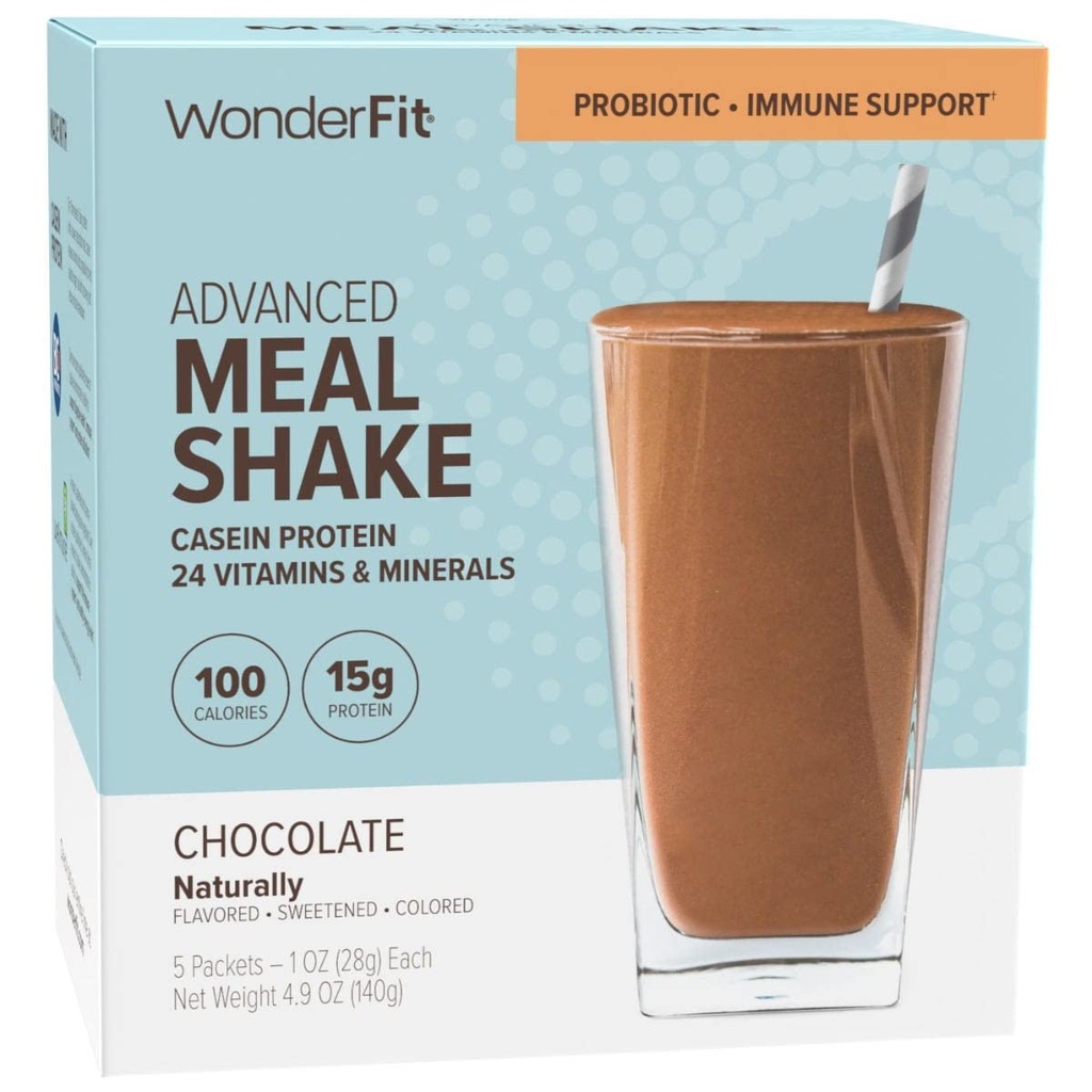 WonderFit By WonderSlim Protein Meal Replacement Shake, Chocolate, Probiotic & Immune Support, Gluten Free (5ct)