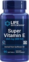 Life Extension Super Vitamin E, 268 mg (400 IU), Non-Synthetic Vitamin E Supplement Promotes Whole-Body Health, Gluten-Free, Non-GMO, 90 softgels