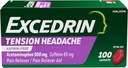 Excedrin Tension Headache Relief Caplets, Acetaminophen 500mg, Caffeine 65mg, Pain Reliever, Aspirin-Free, 100 Count