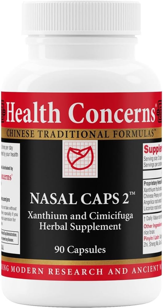 Preocupaciones de salud Nasal Caps 2 – Sinus &amp; Nasal Support Supplement – Nose Congestion & Sinus Pressure Support – Fórmula china tradicional con Xanthium, " Cimicifuga – 90 cápsulas