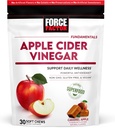 Factor de fuerza Vinagre de la sidra orgánica Manzana Soft Chews for Digestion and Metabolism Support, Vinagre de la sidra de manzana con madre, suplemento ACV, sin gluten, Vegan, sabor de manzana Caramel, 30 cerdas suaves