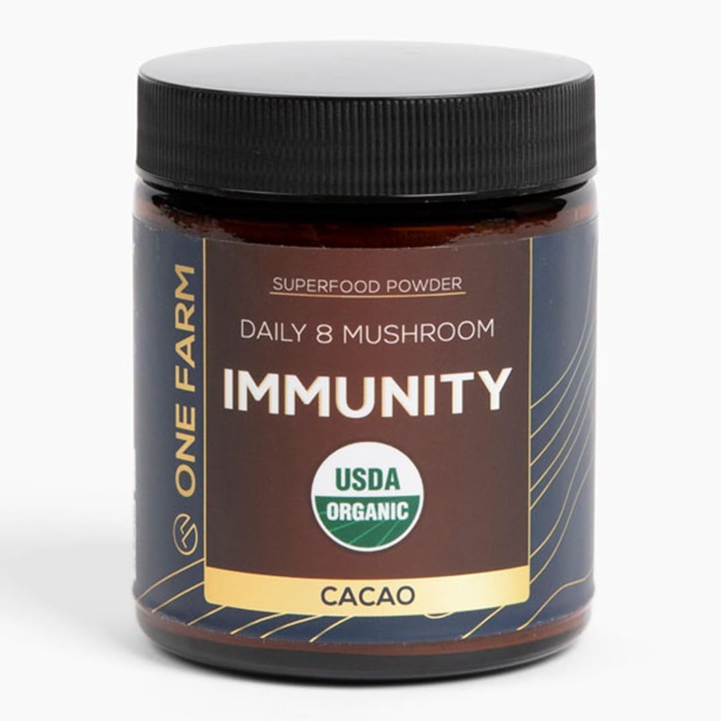Organic 8 Mushroom Immunity Powder, Non-GMO - Turquía Tail, Chaga, Cordyceps, Shiitake, Reishi, Maitake, Lion's Mane, y Mesima - Vegan Mushroom Suplemento en un Jarrón de vidrio resealable
