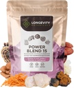 Power 15 Powder Mushroom Blend Suplemento 100g ← High Strength Extract Complex ← Lions Mane, Turquía Tail, Cordyceps, Reishi, Chaga & Tremella ← 20% Beta-D Glucans  durable Immunity &amp; Vitality Support