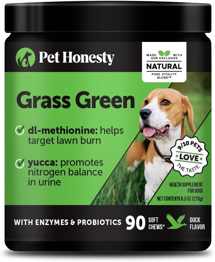 Grass Green Dog Chews - Urine Neutralizer for Lawn, Dog Pee Grass Ayuda a Yard Stay Green Dirección de Burn Spots con Probiotics & Enzymes (Duck)