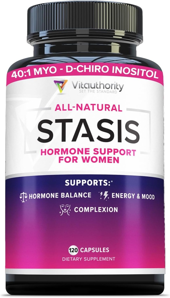 Vitauthority Women's Hormone Balance Supplement - 40:1 Myo-Inositol & D-Chiro Inositol Blend with DIM for Hormone Balance for Women - Women's Health Vitamin for Skin Energy & Cycle Support (1 Mes)
