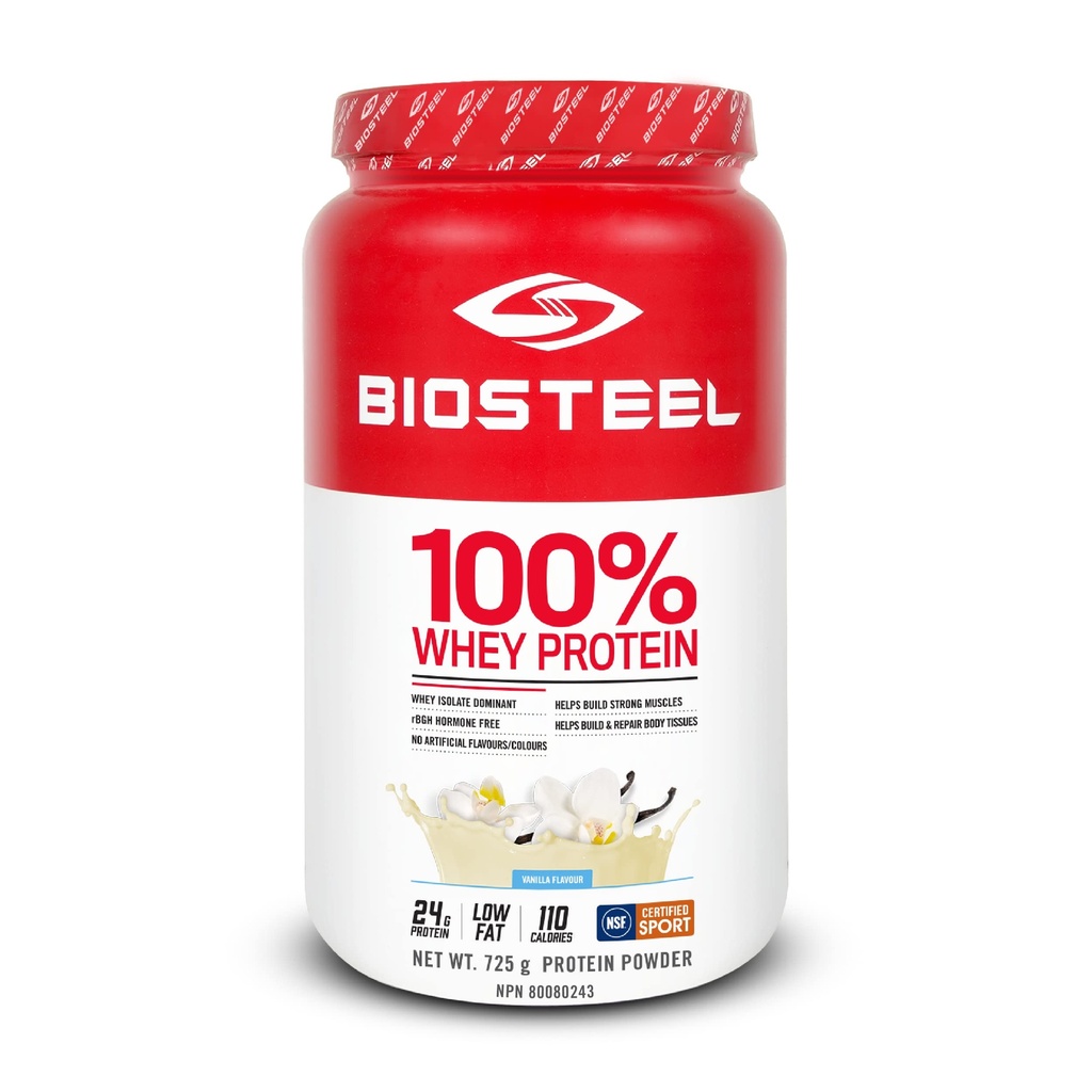 BioSteel Sports Vanilla 100% Whey Protein Powder Suplemento, rBGH Hormone Free " Non-GMO Post Workout Fórmula, 25 Servings, 25.5 Ounces Confíe en Pro Athletes, NSF for Sport
