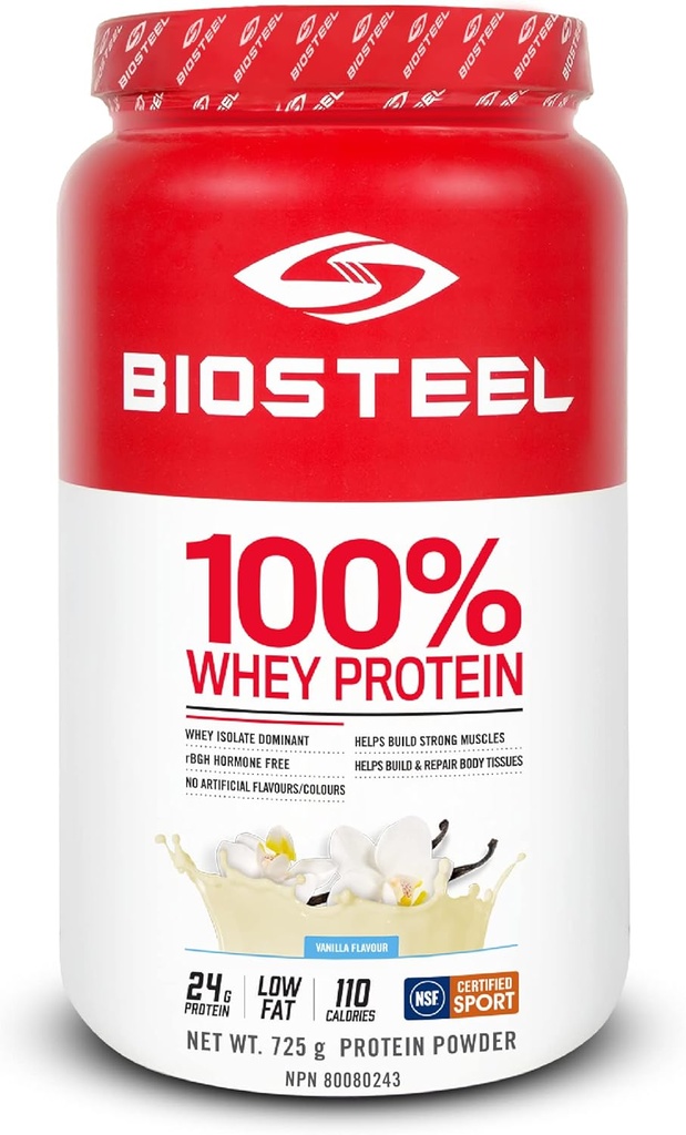 BioSteel Sports Vanilla 100% Whey Protein Powder Suplemento, rBGH Hormone Free " Non-GMO Post Workout Fórmula, 25 Servings, 25.5 Ounces Confíe en Pro Athletes, NSF for Sport