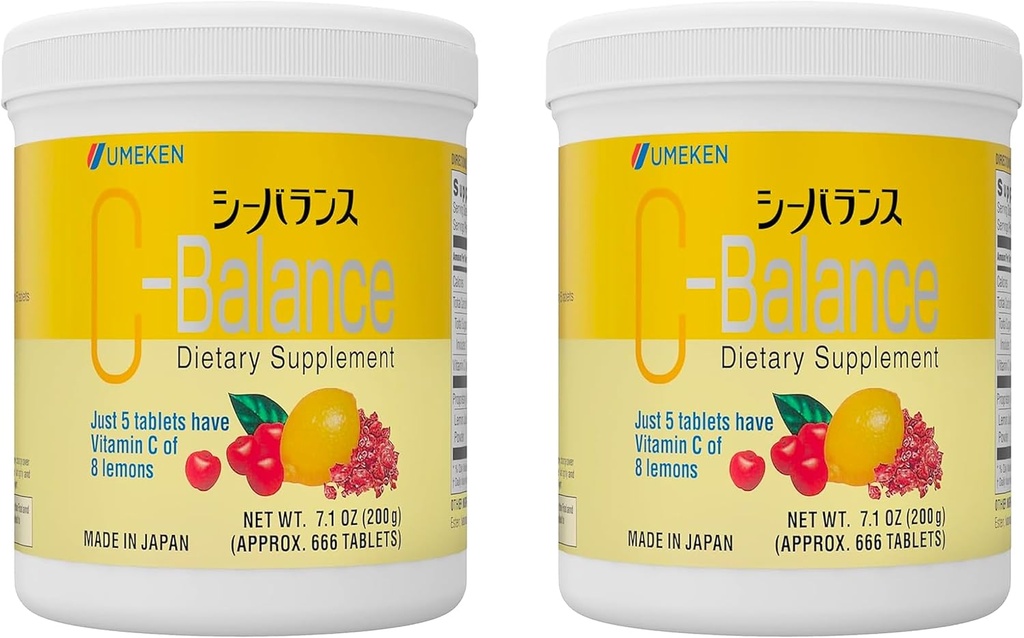 Umeken C-Balance Chewable Vitamina C Suplementos, High Potency for Adults &amp; Kids, con ácido cítrico y ácido gamma-linolénico, Vitamina C Chewables, 7.1 Ounce, 200g, 4.5 Months Supply, Pack de 2