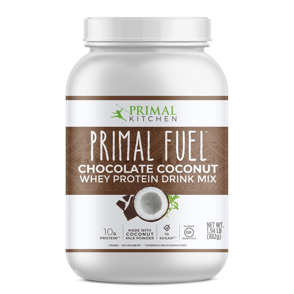 Primal Cocina Primal Combustible Chocolate Coconut Whey Protein Powder, Gluten y Soy Gratis, 1,94 libras