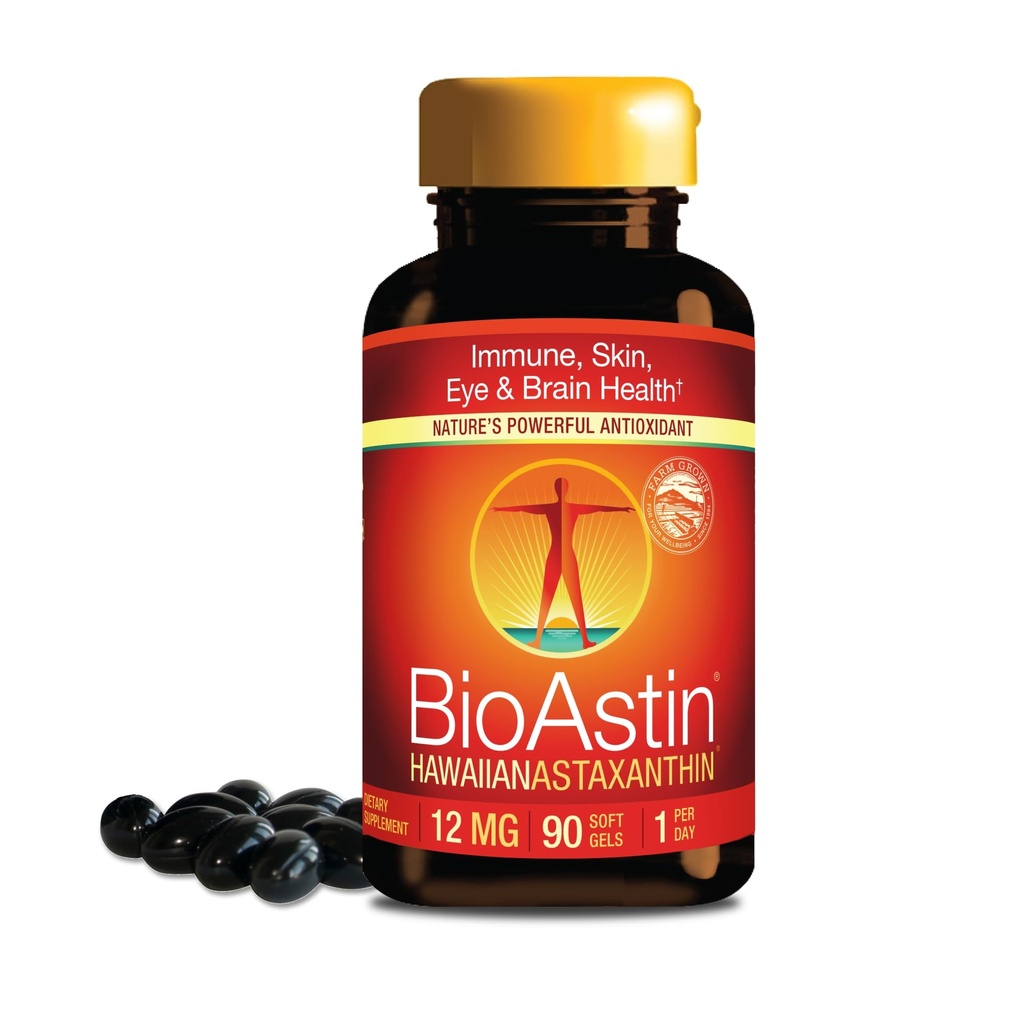 NUTREX HAWAII BioAstin Hawaiian Astaxanthin - 12mg, 90 Softgels - Farm-Direct Premium Antioxidant Supplement to Support Eye, Skin, Joint &amp; Immune System Health - Non-GMO &amp; Gluten-Free