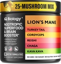 Kava Kava Root Cordyceps Lions Mane Reishi Mushroom Supplement, Nootropic Mushrooms Capsules Kava Kava Extract, Mushroom Vitaminas para Mujeres, Ashwagandha, Magnesium - 60 Caps (1 Pack)