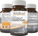 Carbón de coco activado 1200mg, 180 cápsulas - Píldoras para sistema digestivo, Bloating, Vegan (1 botella)